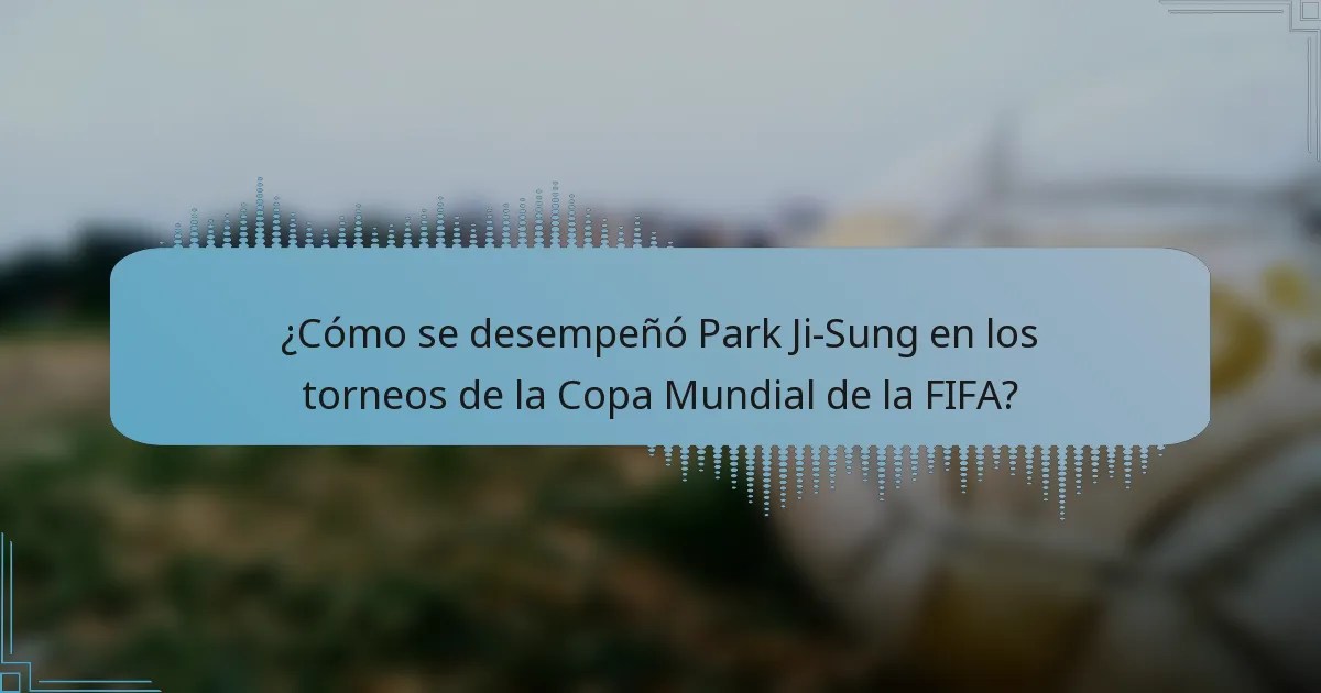 ¿Cómo se desempeñó Park Ji-Sung en los torneos de la Copa Mundial de la FIFA?